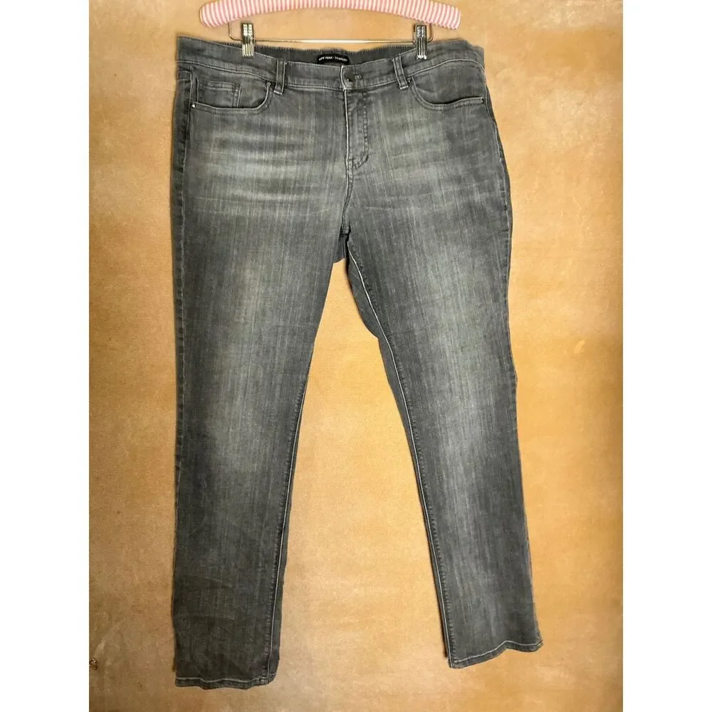New York Company Gray‎ Wash Straight Leg Jeans Size 16 Cotton Spandex